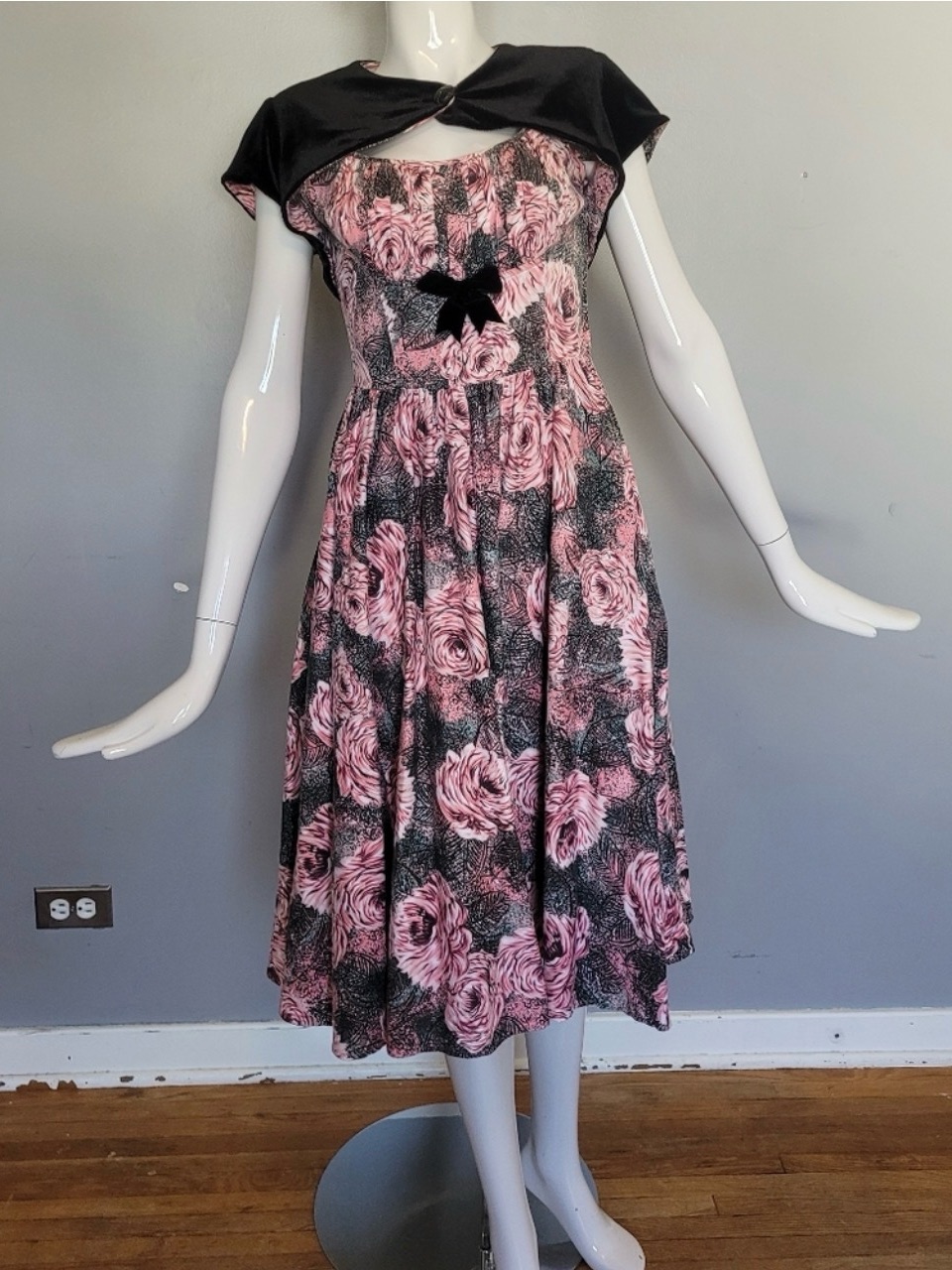Pinup Couture Evelyn Dress With Matching Bolero In Pink Roses, Vguc, Size S